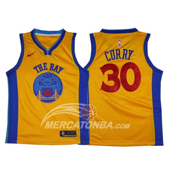 Maglia NBA Warriors Stephen Curry 2017-18 Giallo